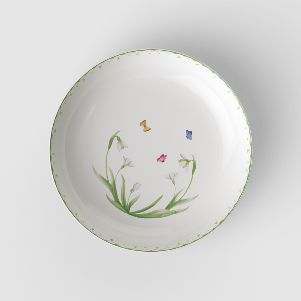 Colourful Spring Serving Bowl - Green, 115 oz, Premium Porcelain