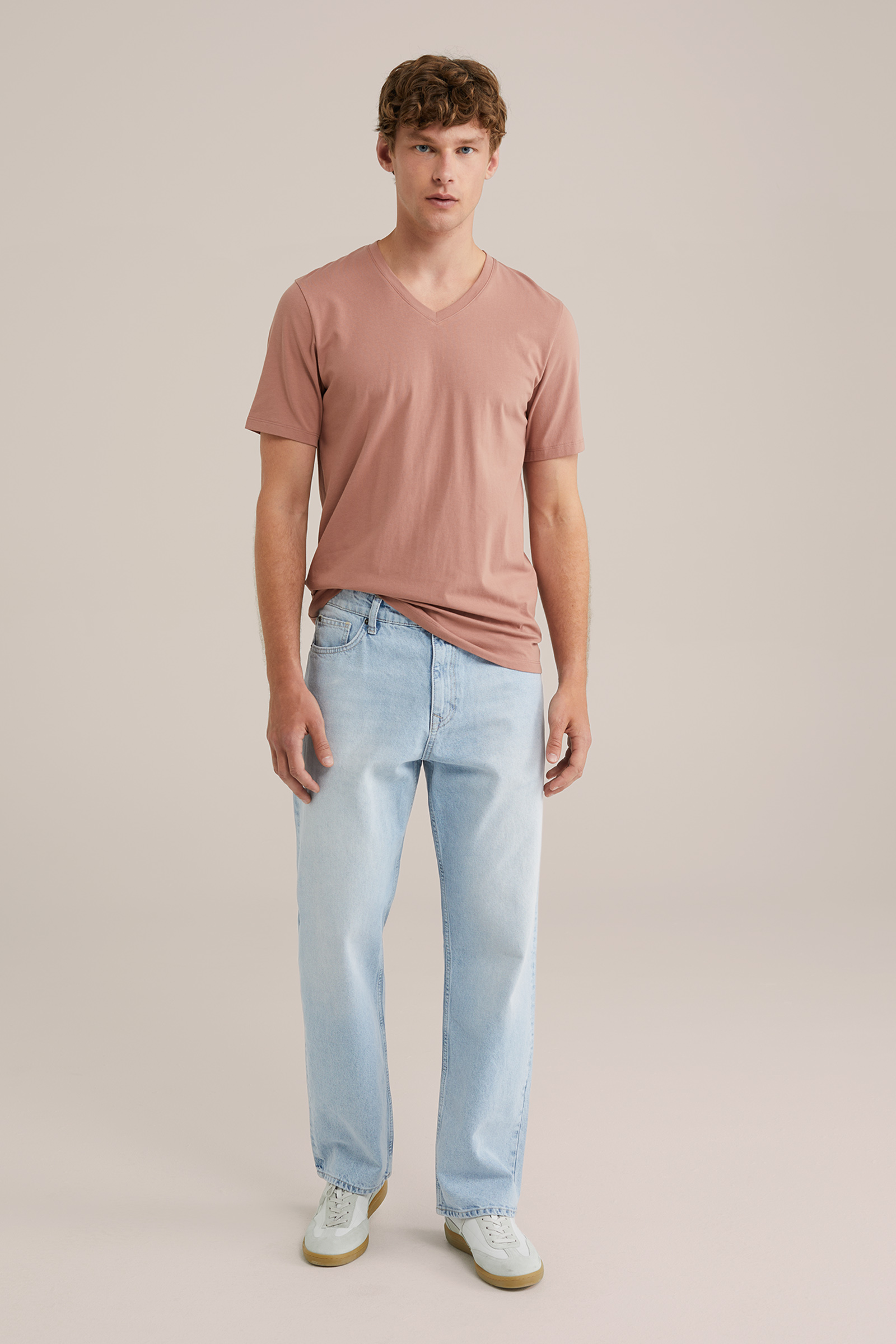 Heren Slim fit T-shirt met V-hals