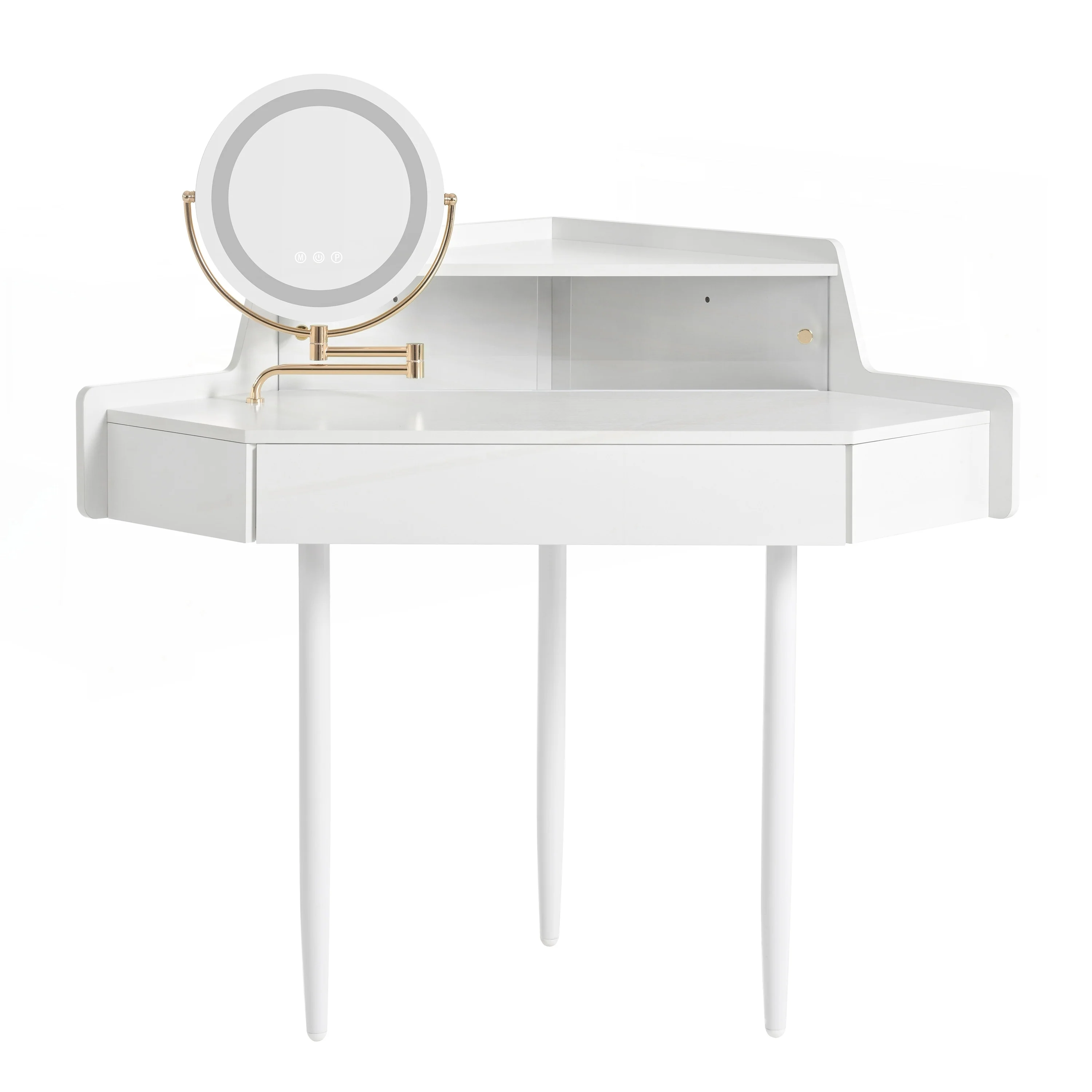 Modern Corner Makeup Vanity Desk with Large Storage