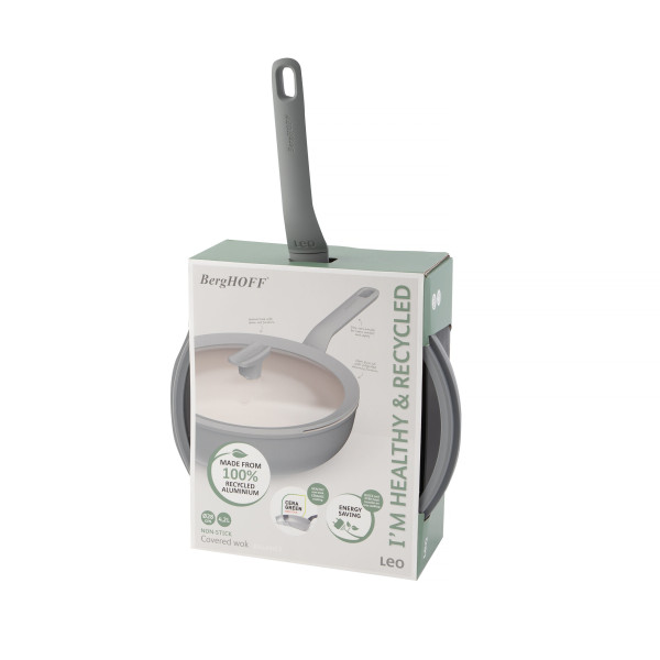 Patelnia wok z pokrywą Balance Eco Grey 28 cm, 4,2 L BergHOFF