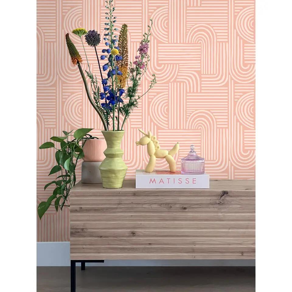 ESTAhome behang grafisch 3D motief roze - 50 x 900 cm