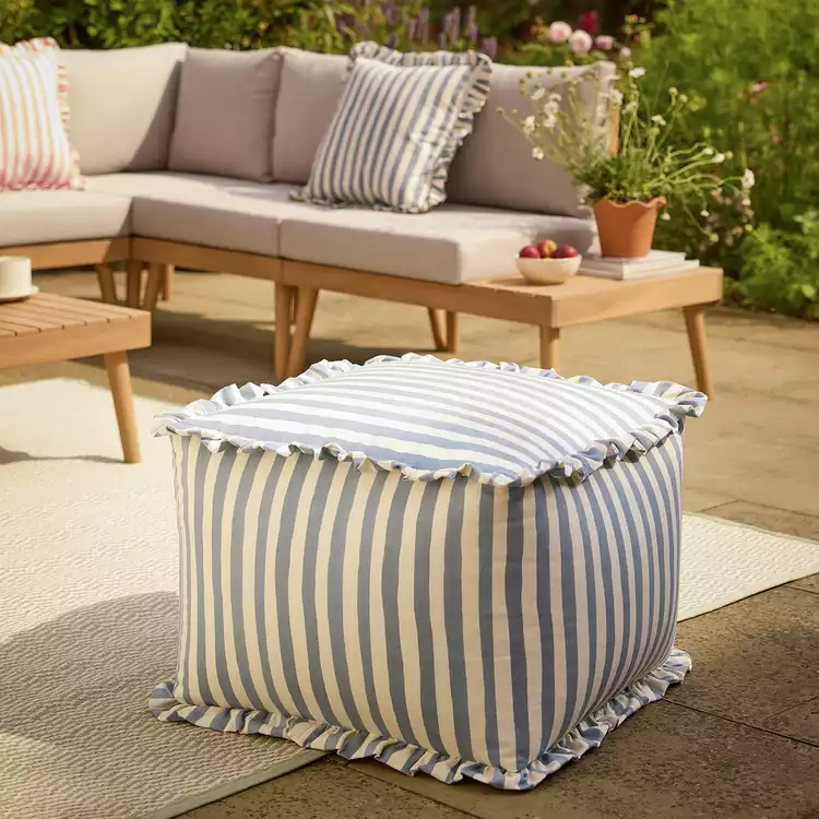 Habitat Blue and White Stripe Pouffe
