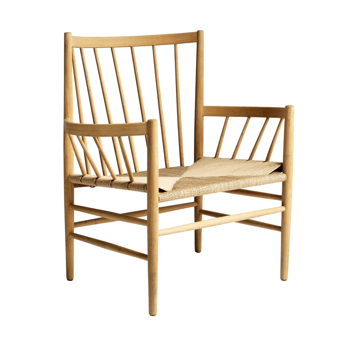 FDB Møbler - J82 Lounge Stuhl, Eiche matt lackiert / Naturgeflecht