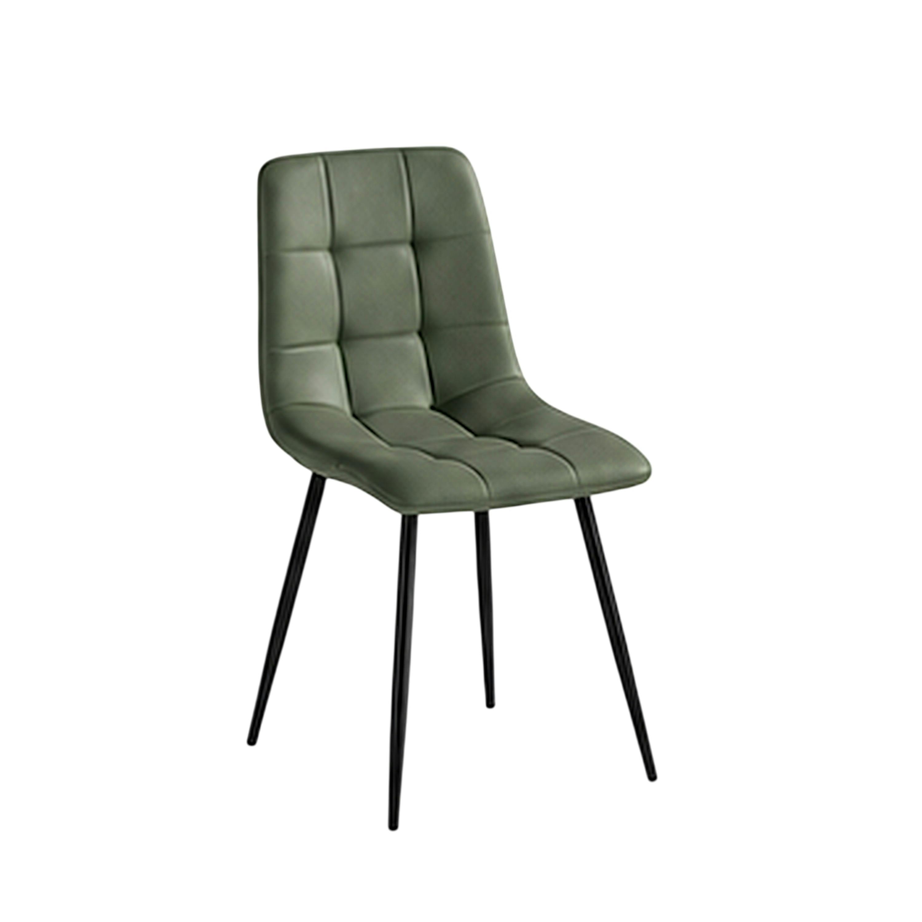 Chaise vert olive motif damier (lot de 2) LORA