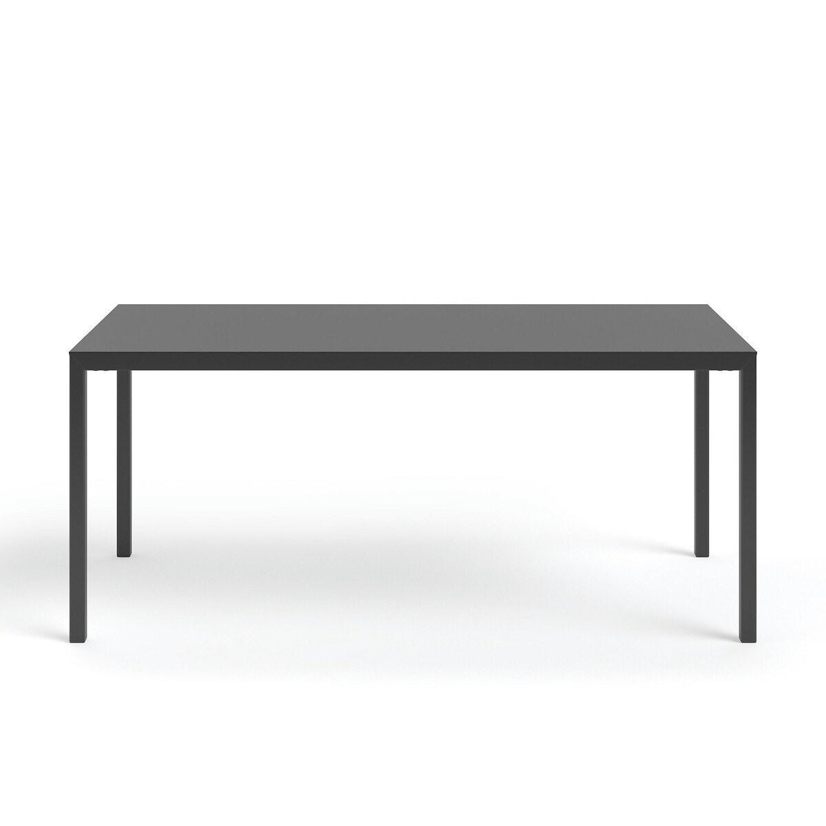 Table à manger métal acier noir 6 couverts, Hiba