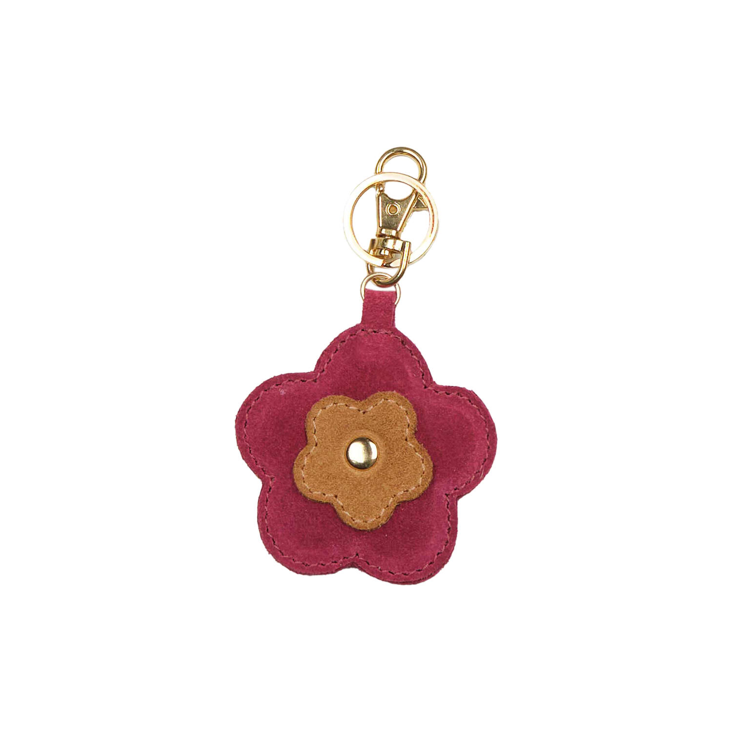 Portobello Bag Charm, pink sangria/camel