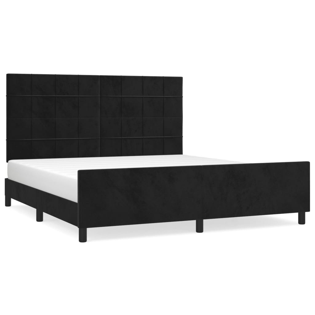 Łóżko tapicerowane rama łóżka ze stelażem czarne aksamitne 180x200 cm