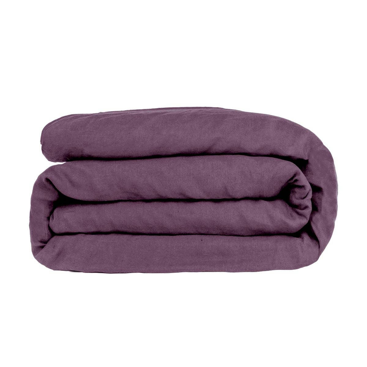 HORTENSE - Housse de couette lin lavé  260x240 prune