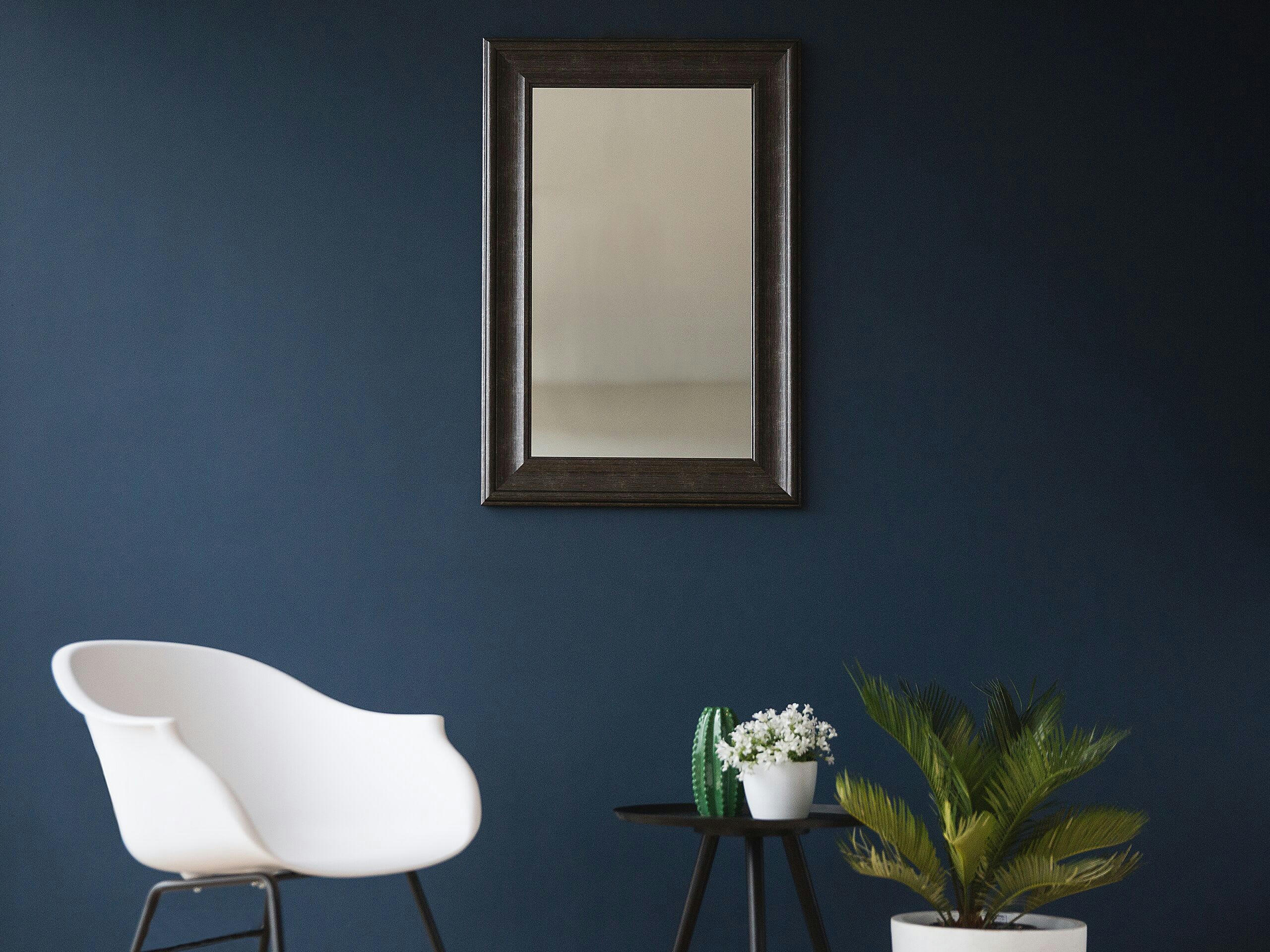 LUNEL - Miroir en matériaux synthétiques noir 90x60