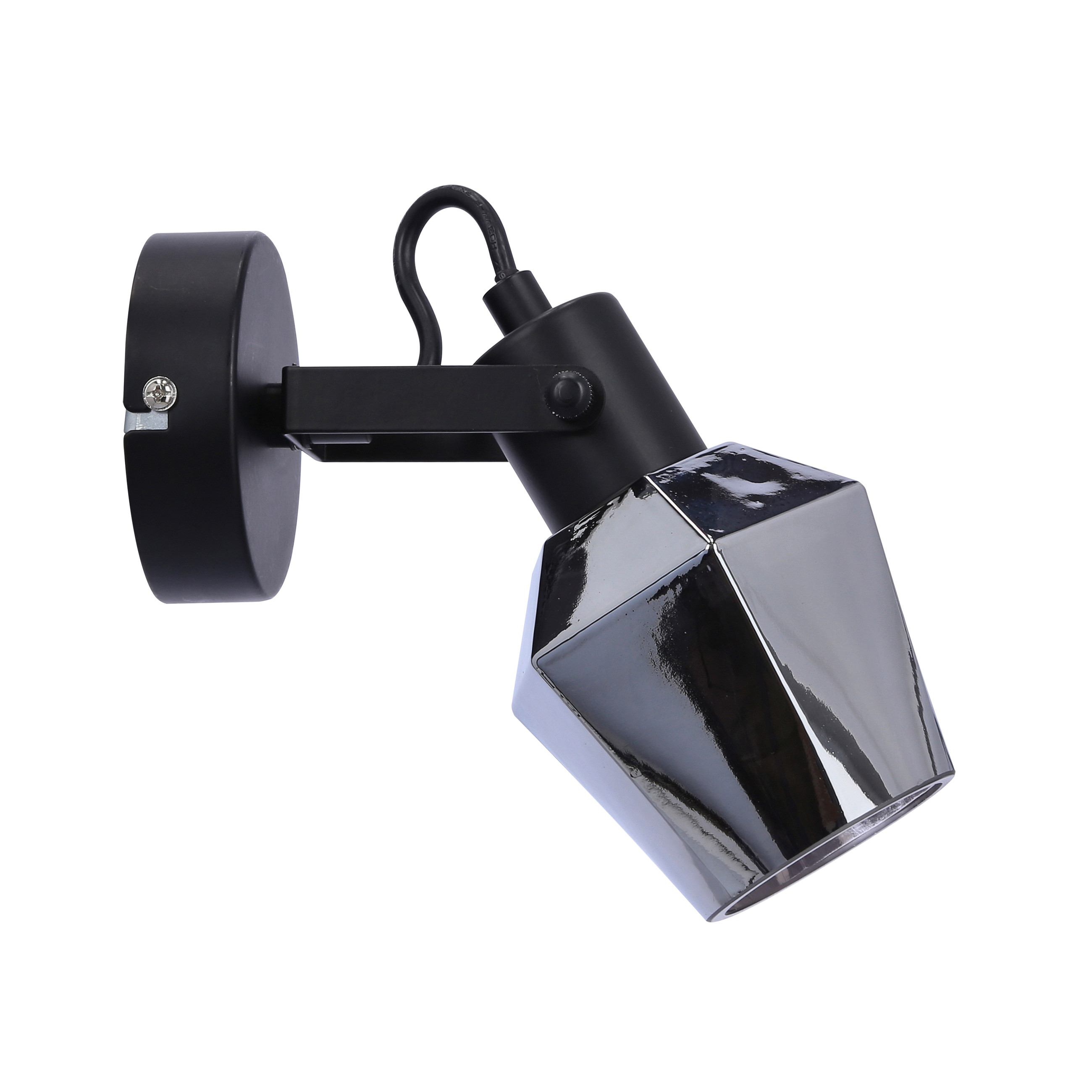Lampa kinkiet RANDI czarny matowy 1x15w e14 klosz dymiony