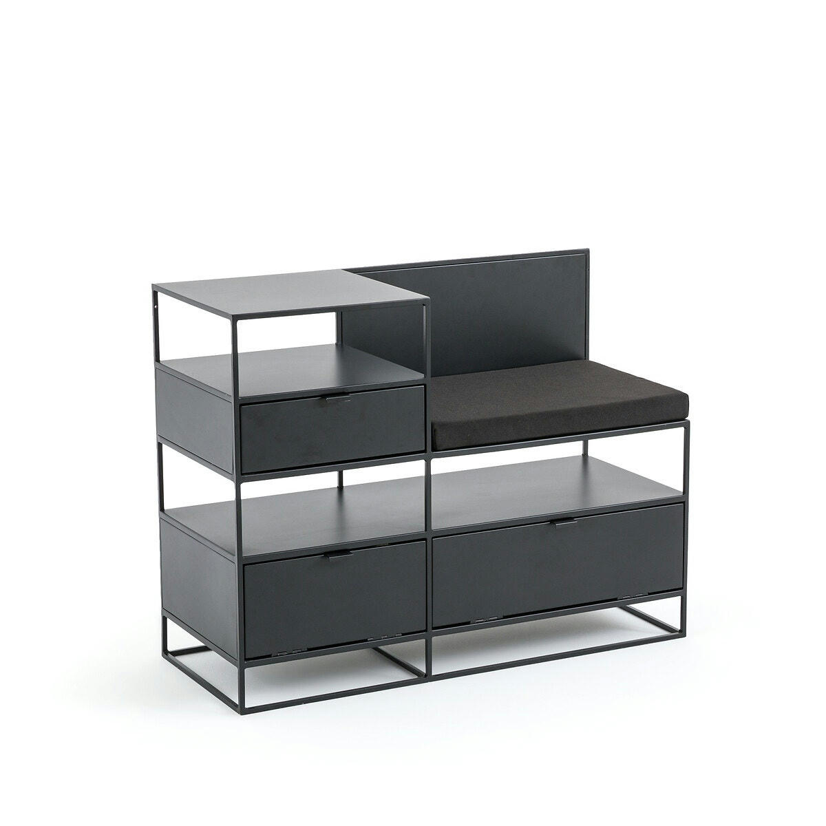 Banc de rangement métal acier avec dossier Hiba