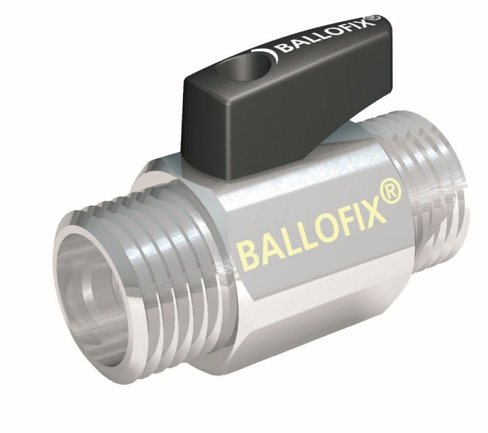 KULEVENTIL BALLOFIX FORKROMMET NIPPEL/NIPPEL 1/2" SVART