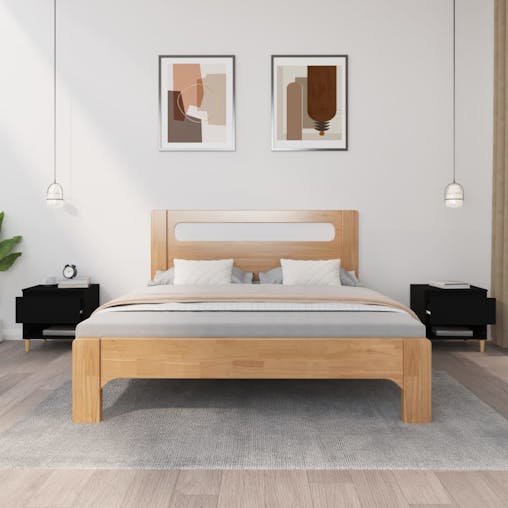 NNEVL Bedside Tables 2 pcs Black 50x46x50 cm Engineered Wood