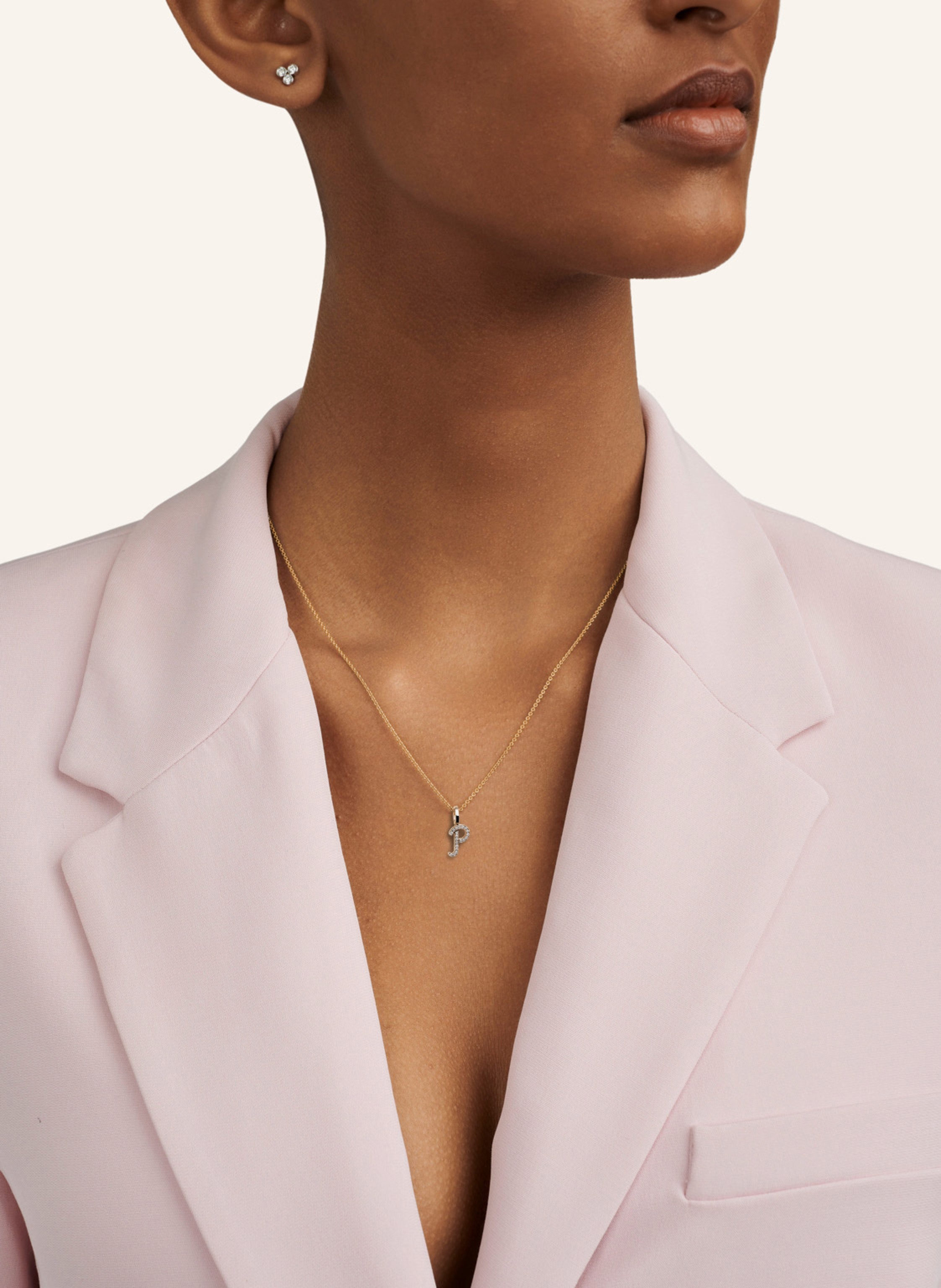 CADA Kette TINY DIAMOND LETTER P