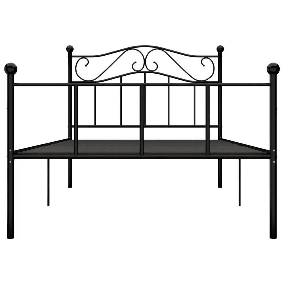 vidaXL - Bed frame met hoofdeinde en lattenbodem - Zwart - Metaal - 90x200 cm