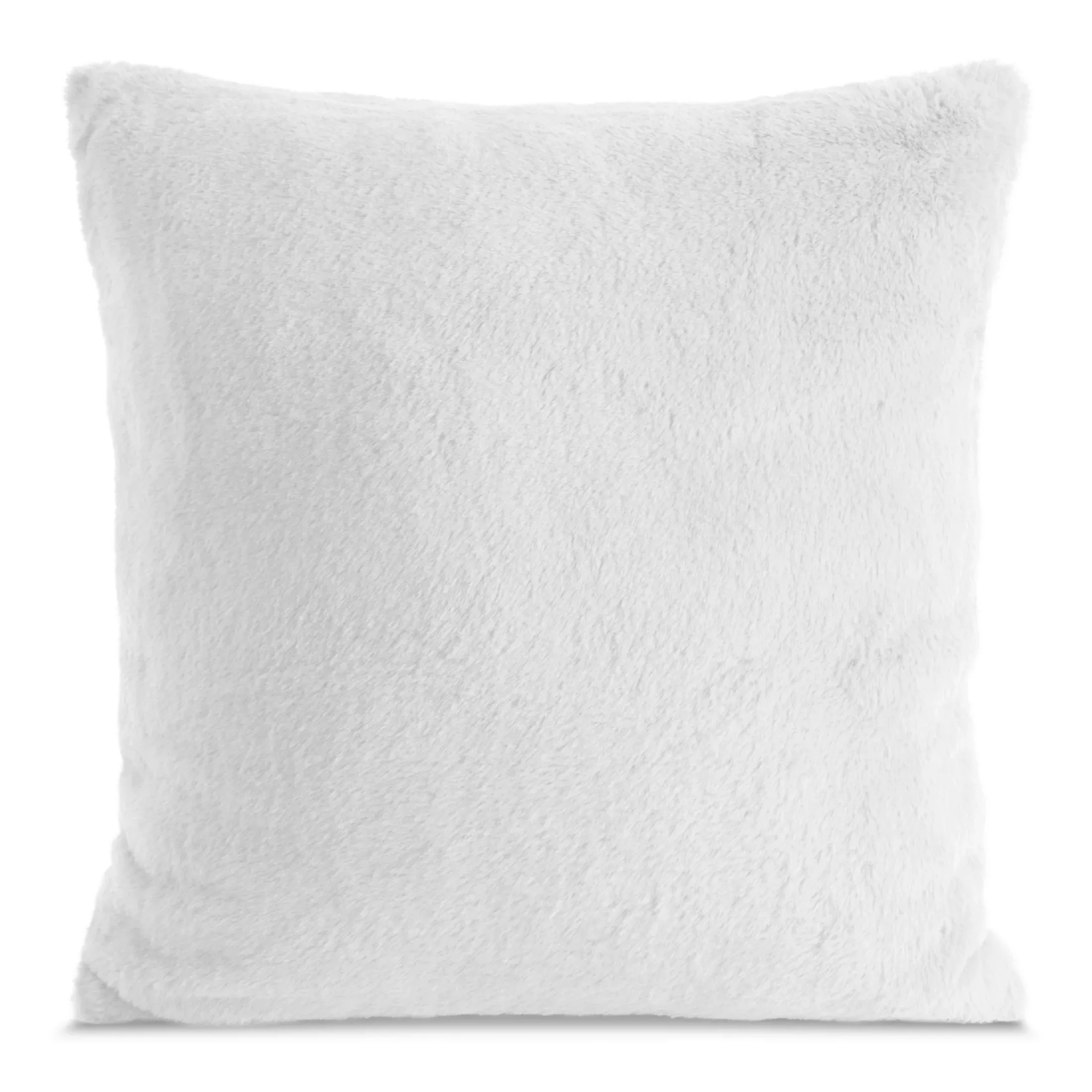 Poszewka na poduszkę 60x60 cm biała z miękkiej futrzanej tkaniny NINA