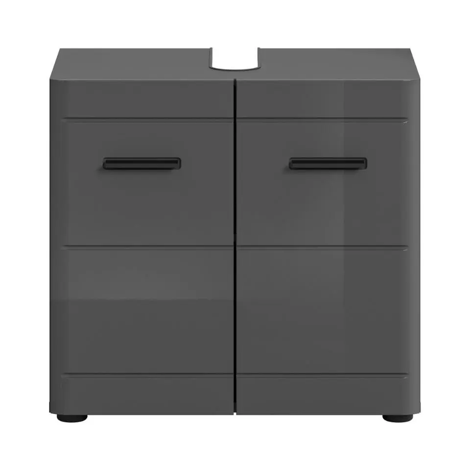 Hioshop Soft wastafel 2 deuren grijs hoogglans- grijs