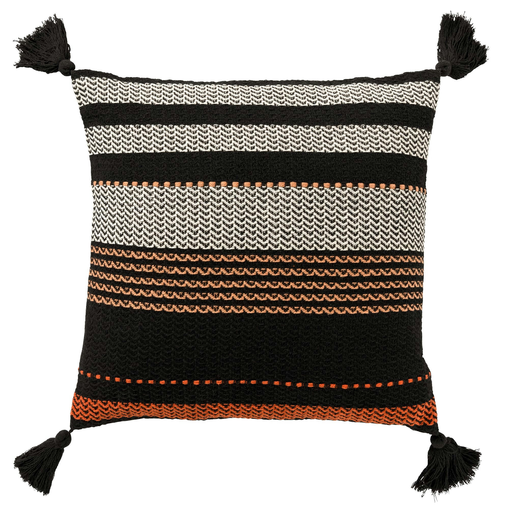 - Coussin - noir en coton 45x45 cm avec motif rayé