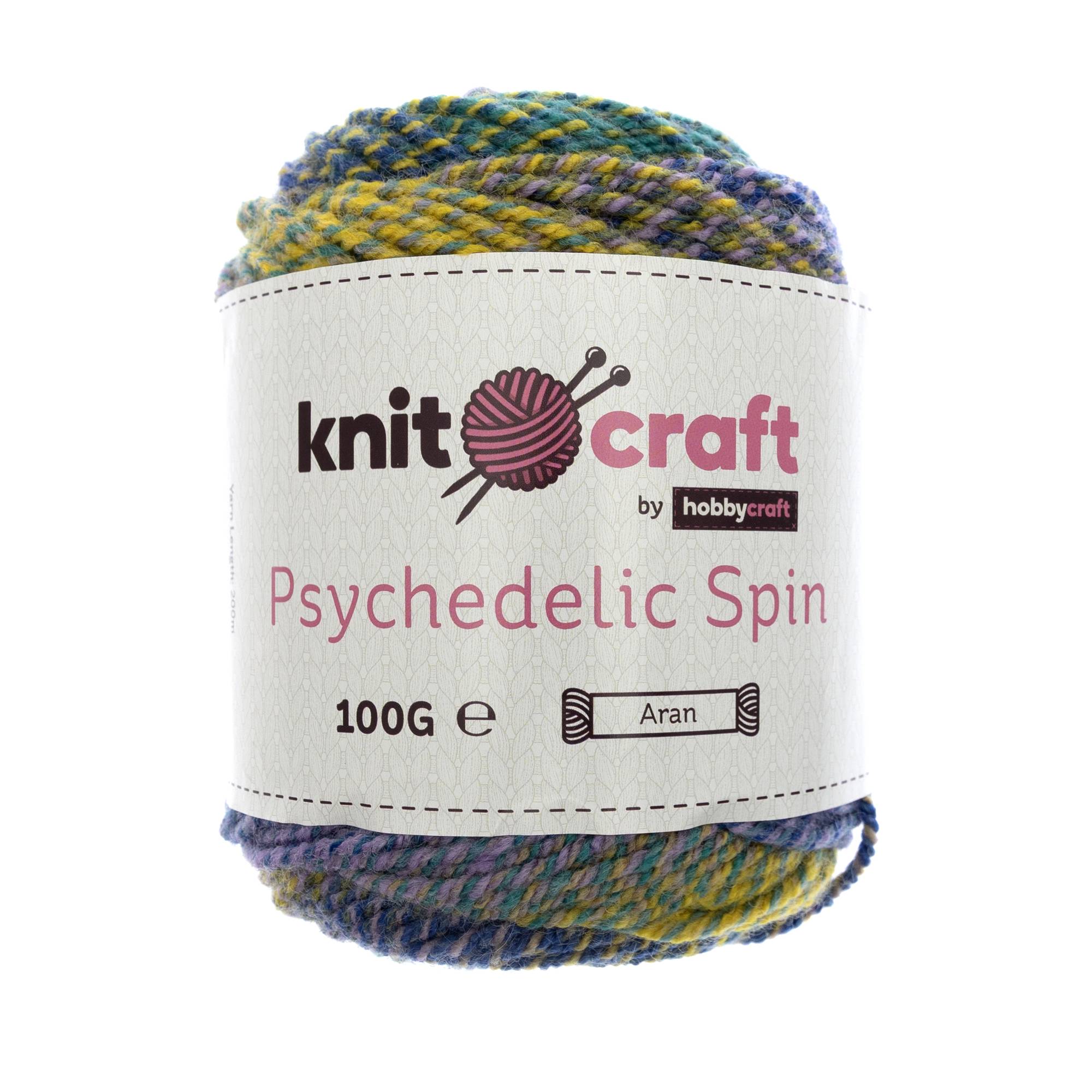 Knitcraft Yellow and Blue Psychedelic Spin 100g