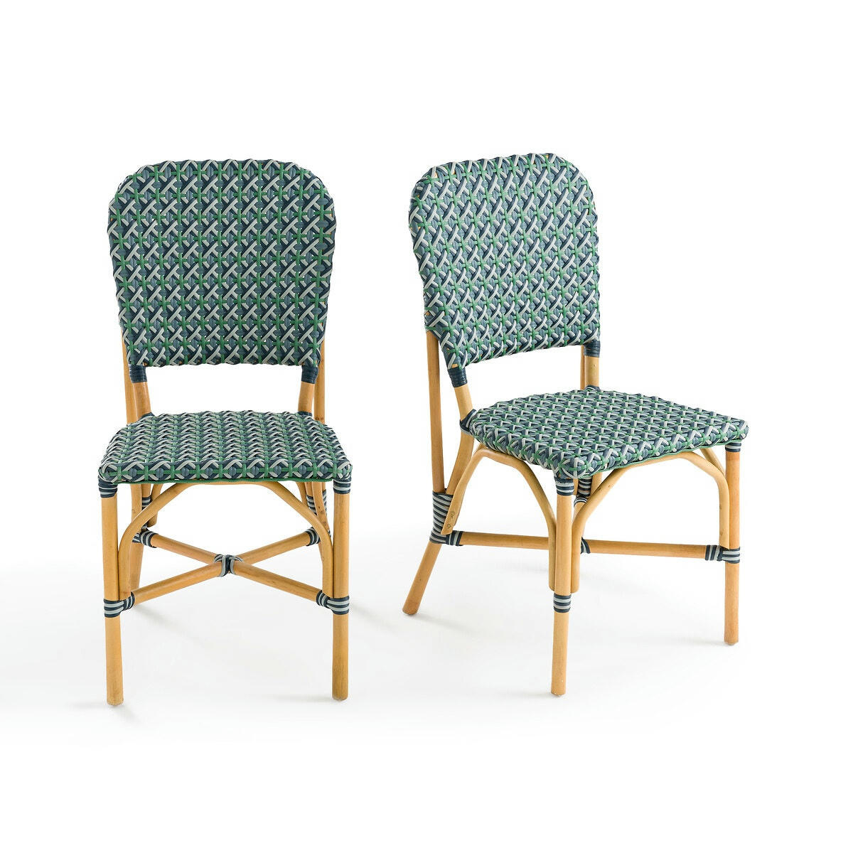 Lot de 2 chaises tressées et rotin, Musette