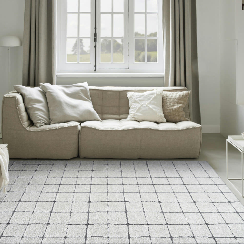 BYRON II - Tapis contemporain ecru et noir 200x290 cm