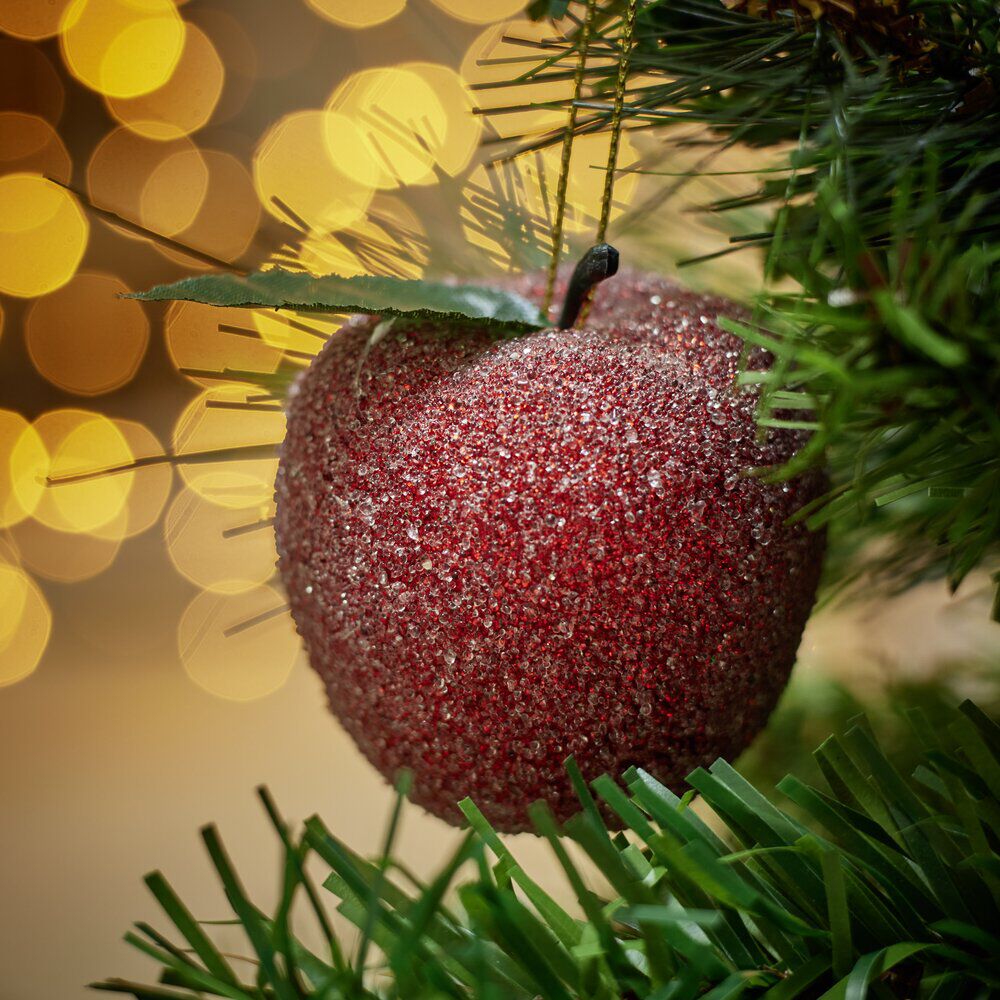 Décoration de No&euml;l à suspendre pomme givrée Ø6cm (3 modèles)