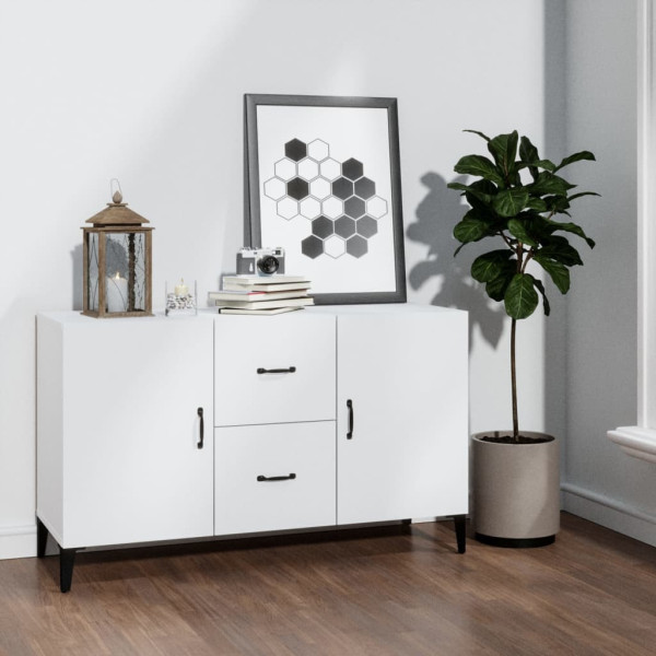 Szafka Biała z Drzwiami z Szufladami 100x36x60 cm do Salonu Pokoju