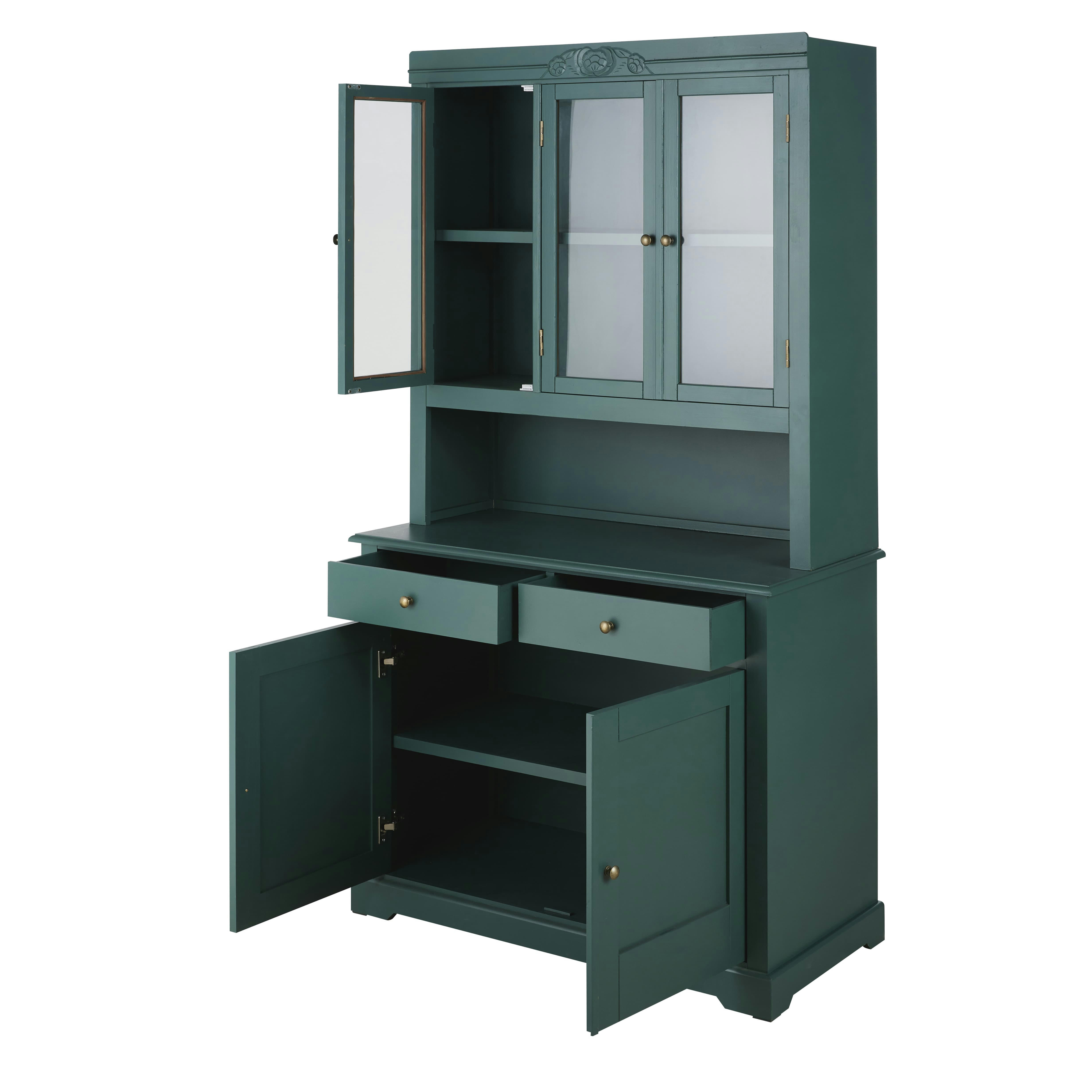 Aimée - Vaisselier 5 portes  2 tiroirs vert sapin
