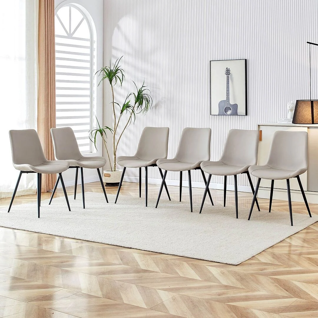 Modern Dining Room Kitchen Dining Chair with Black Metal Legs