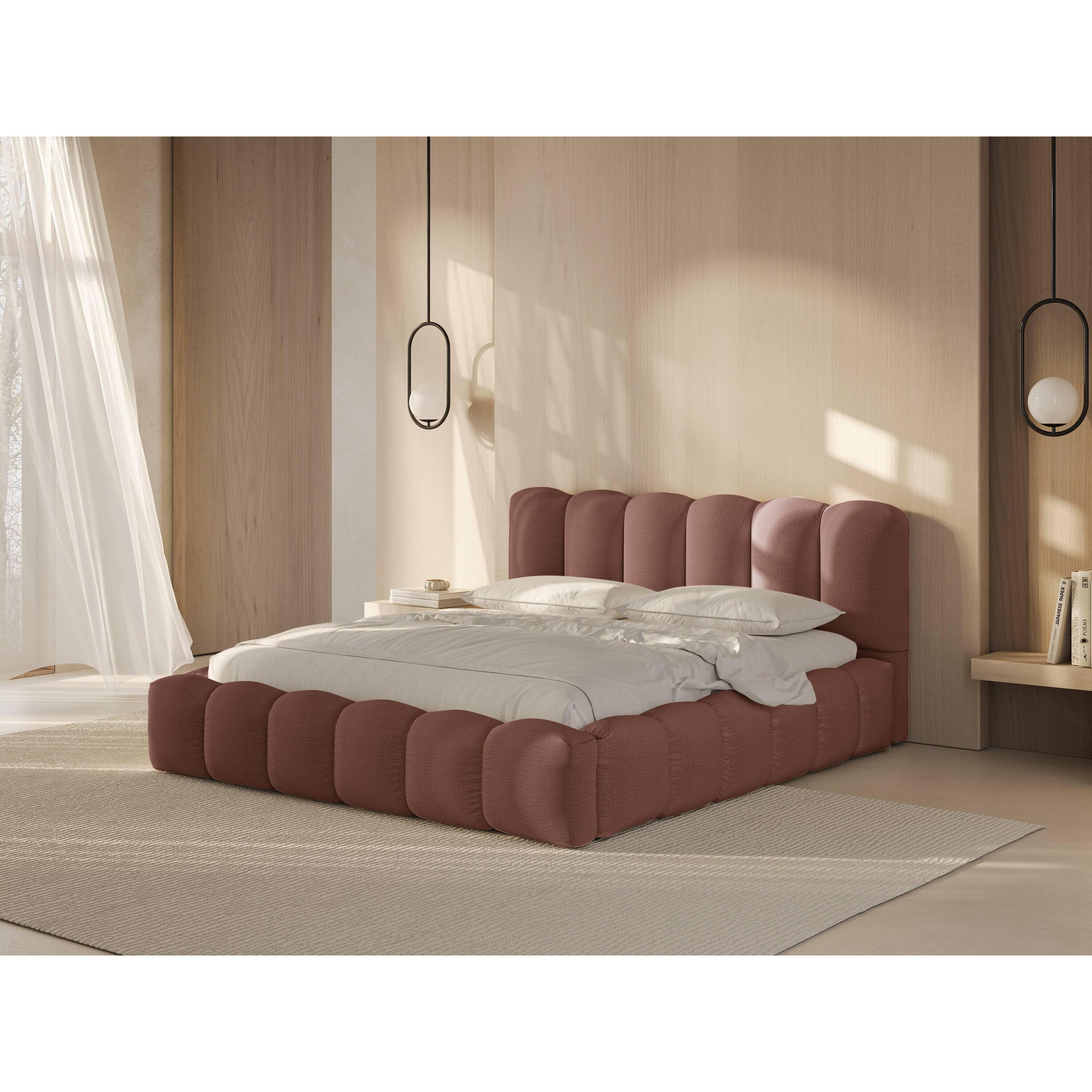 Micadoni Lupine Bedframe met Opbergruimte 200 x 200 cm - Donkerroze