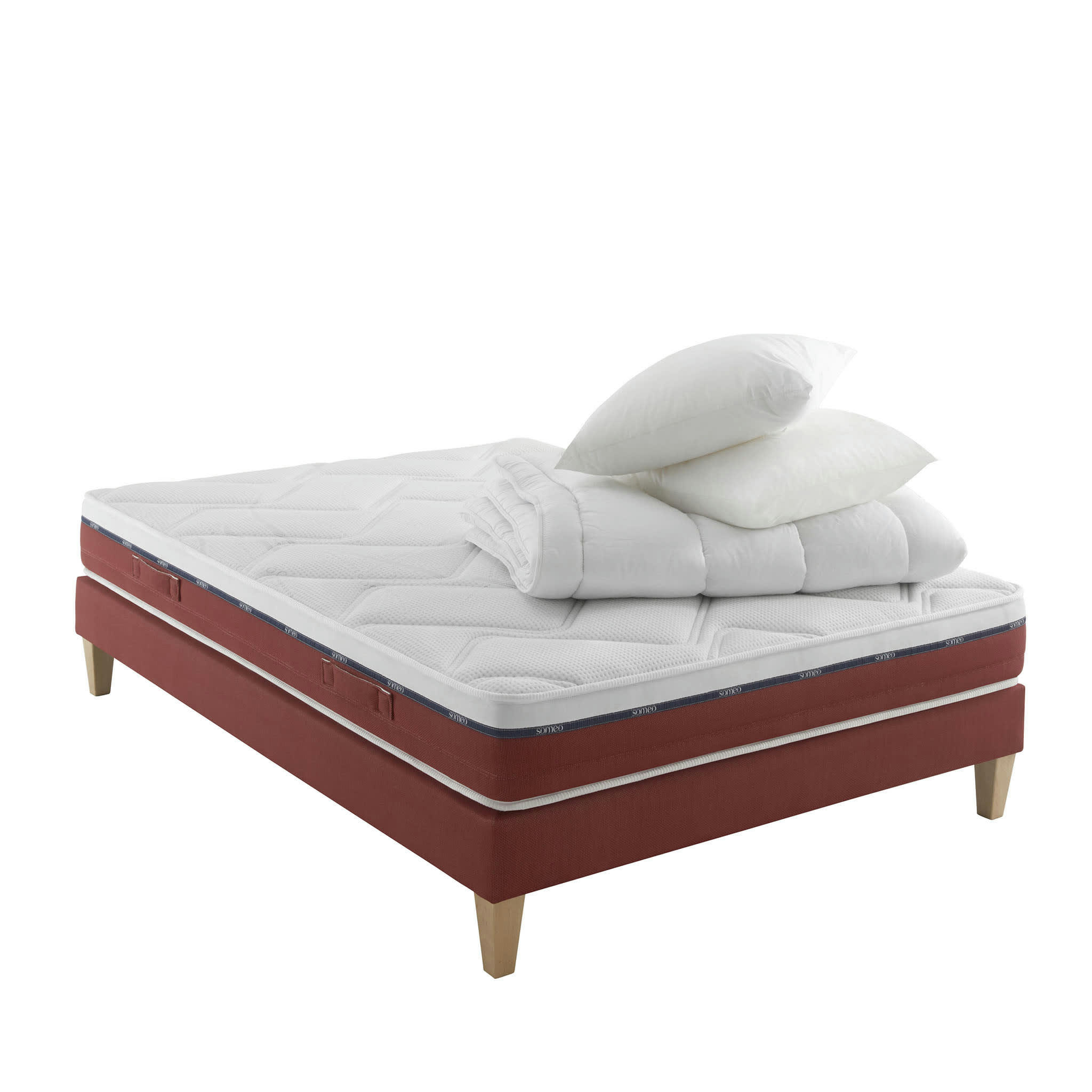 CREPUSCULE 600 - Ensemble matelas 100% latex, sommier, pieds, couette 180x200