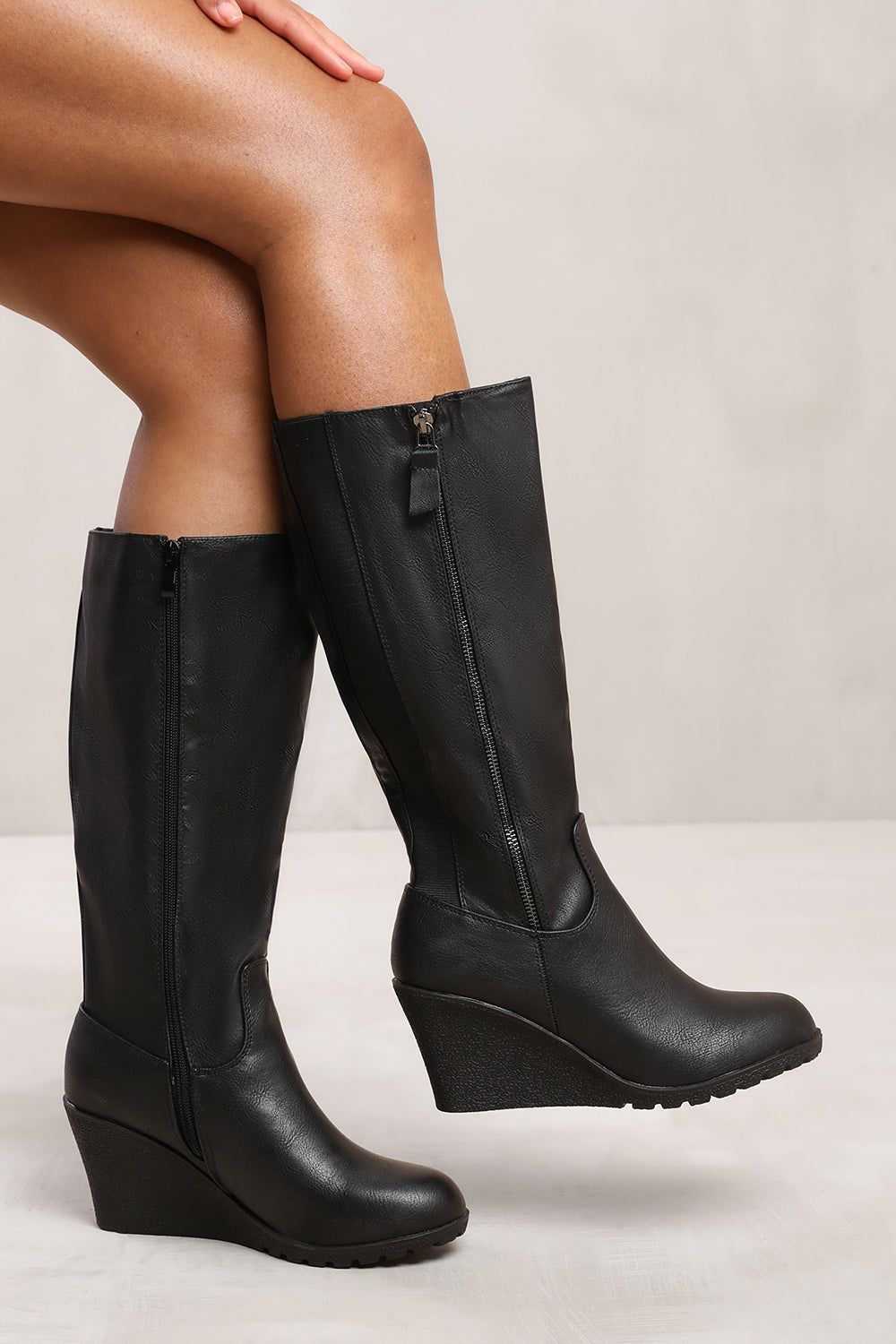 Where's That From Effie' Wedge Heel Mid Calf High Boots With Side Zip