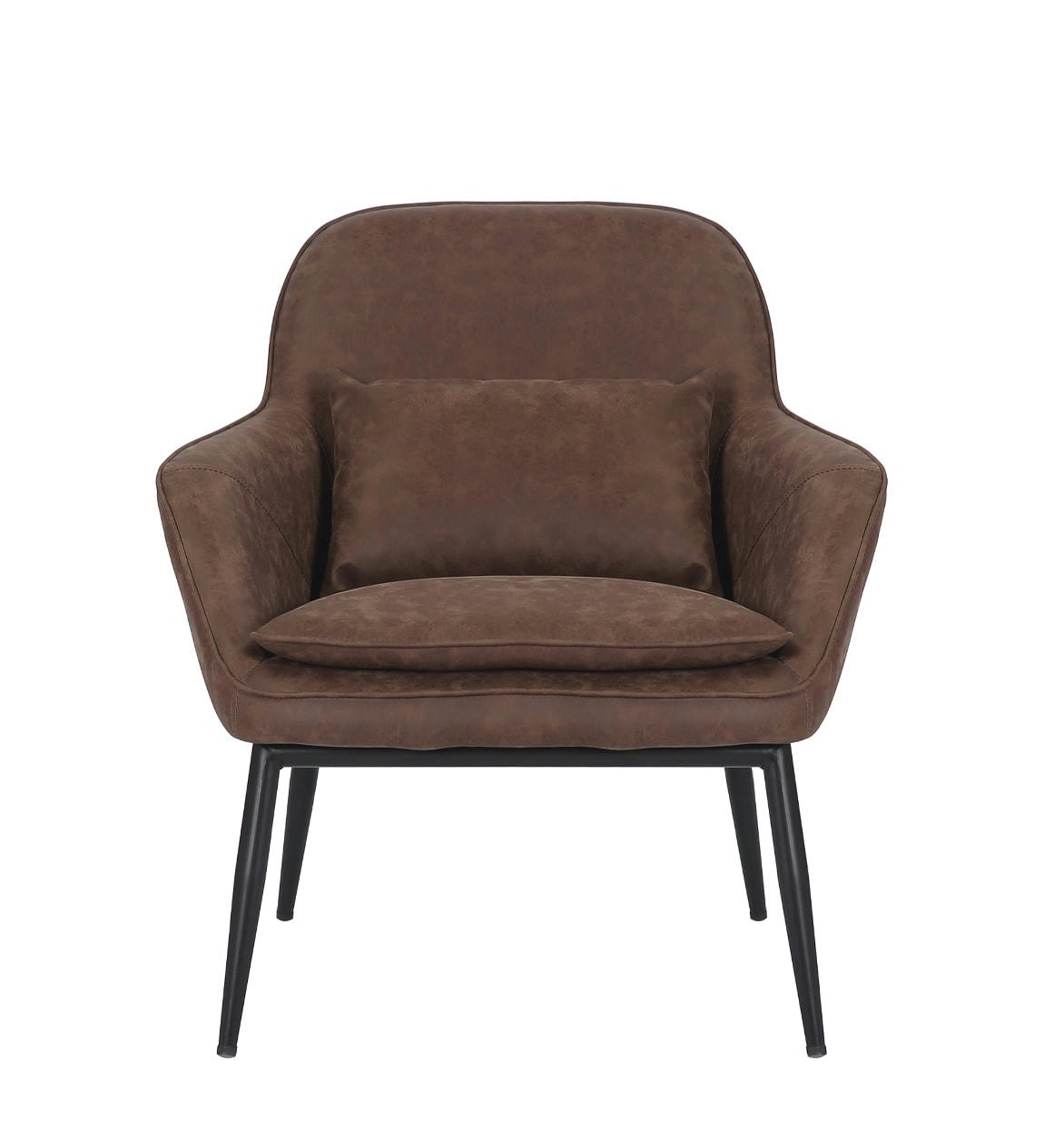 DETROIT - Fauteuil en métal noir et similicuir marron