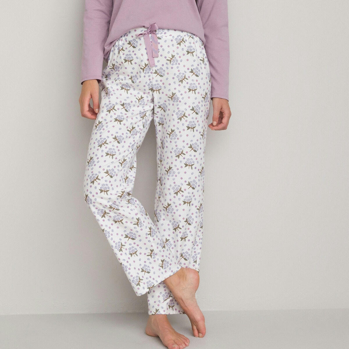 Pyjama, avec pantalon en flanelle imprimé fleurs
