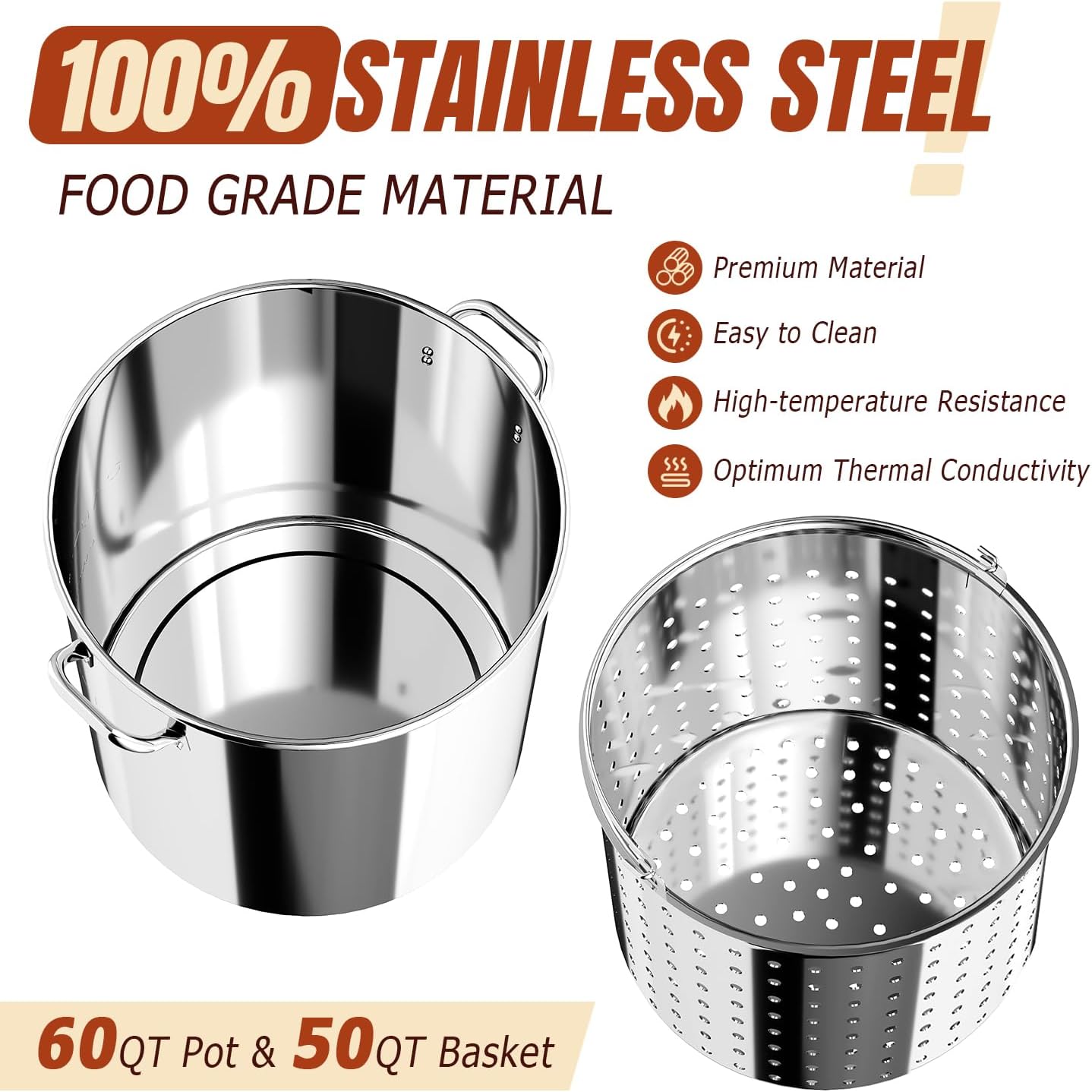 Stainless Steel 60QT Crawfish Boiler Kit, Waterproof Cover & 12-inch Skimmer, 110,000BTU Propane Burner Stove, 0-20PSIG Regulator, Seafood Boil Pot, Crab Boil Pot with 50QT Basket