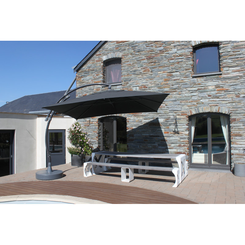 Parasol déporté et inclinable Easy Sun carbone 320 x 320 cm SUNGARDEN