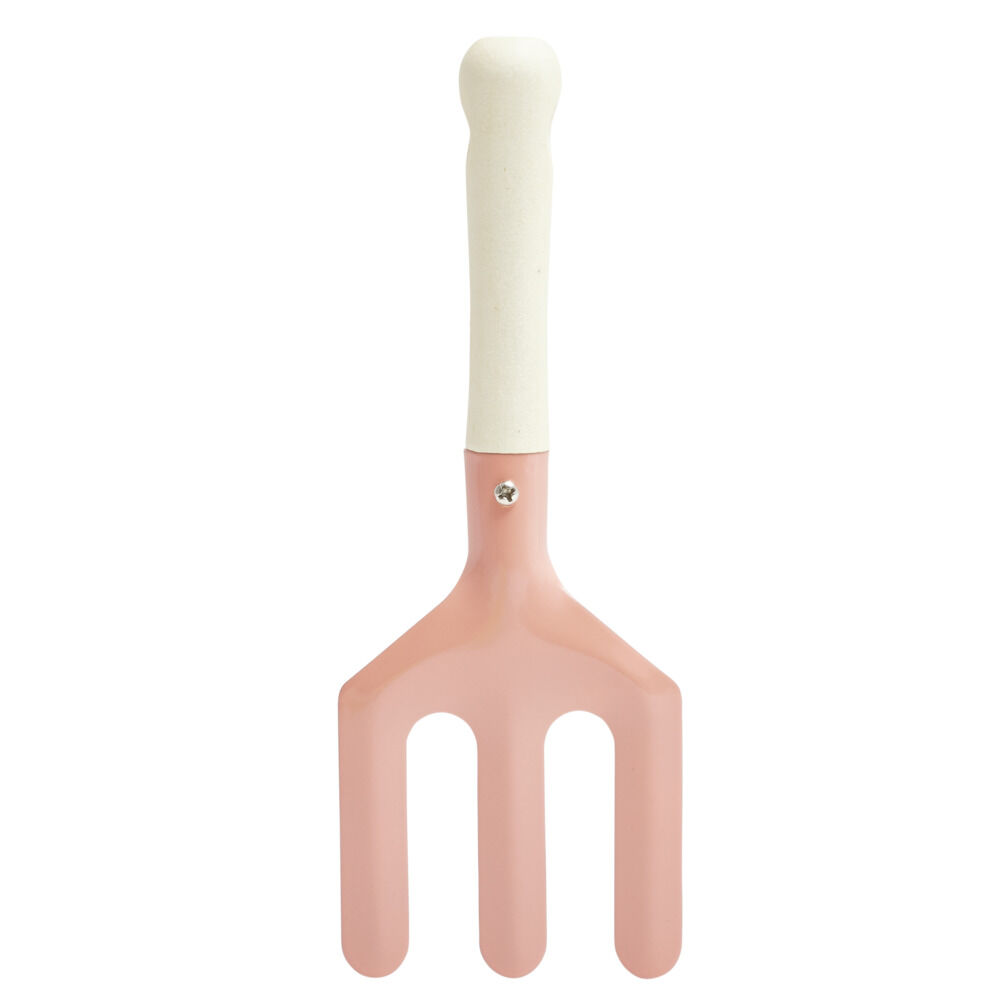 Râteau enfant pour jardin en métal rose et manche bois L20cm