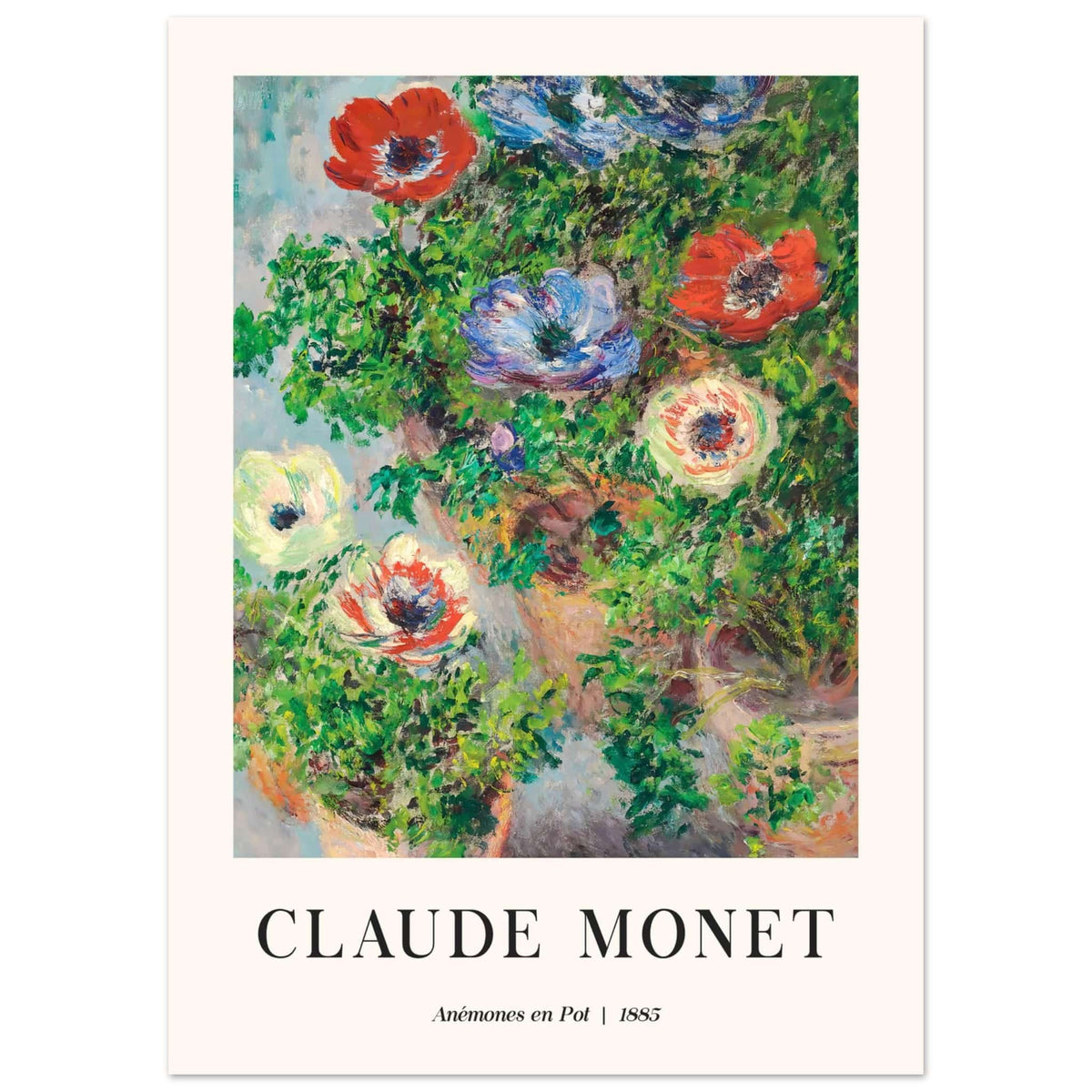Artfulprints Poster Claude Monet - Anémones en pot  - 50x70 cm - Groen
