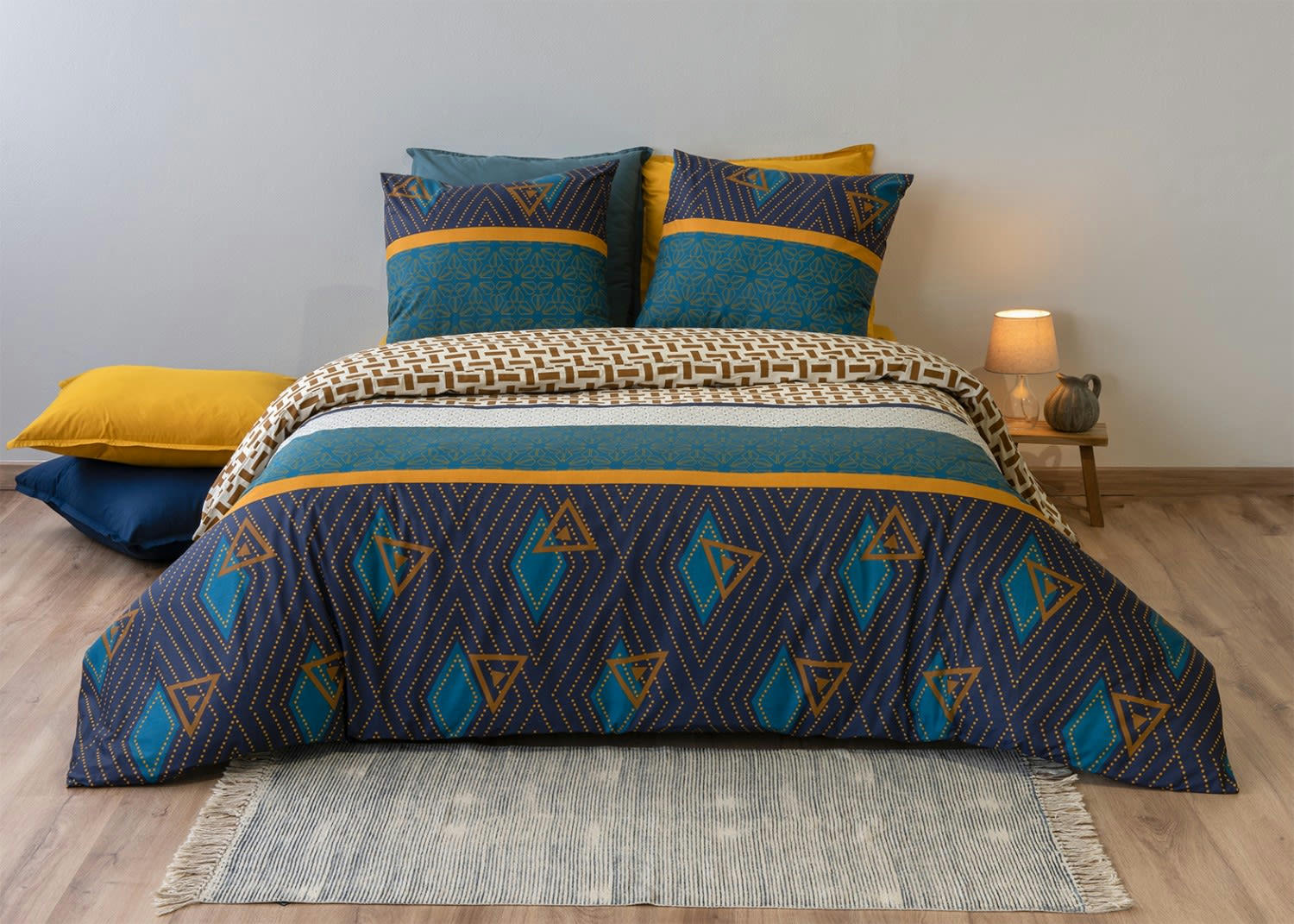 VEGAS - Parure housse de couette coton jaune 240x260 cm