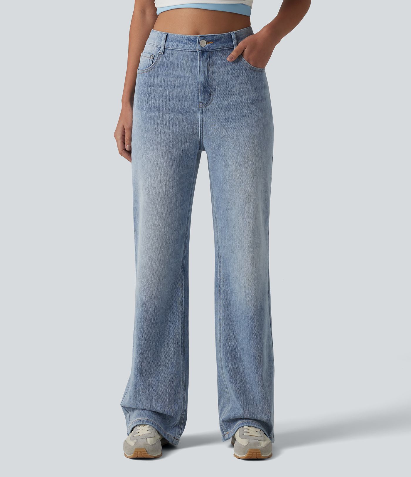 Halara Flex™ Jean droit casual taille haute avec poches