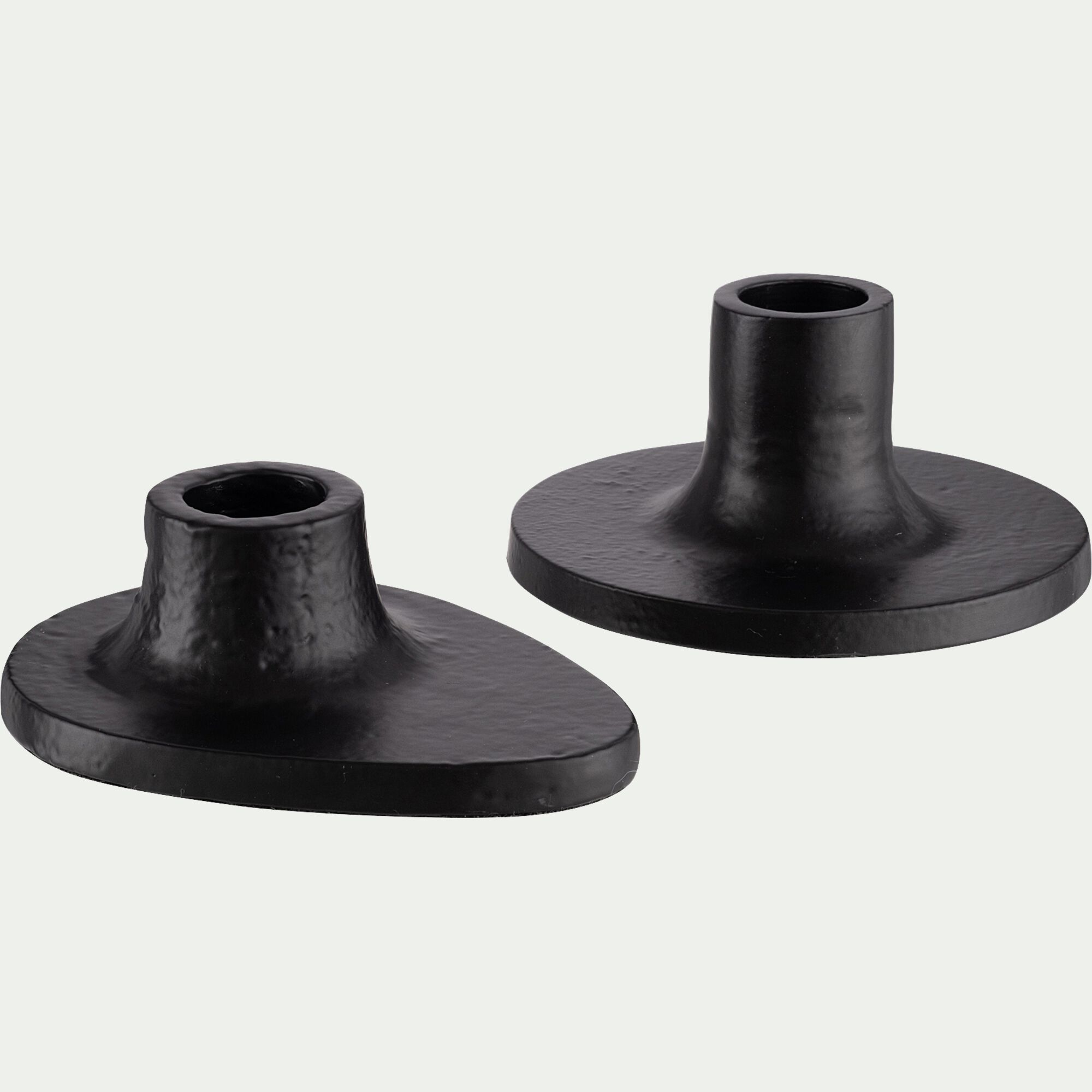 LOKI - Bougeoir ovale en fonte d'aluminium H3,5cm - noir