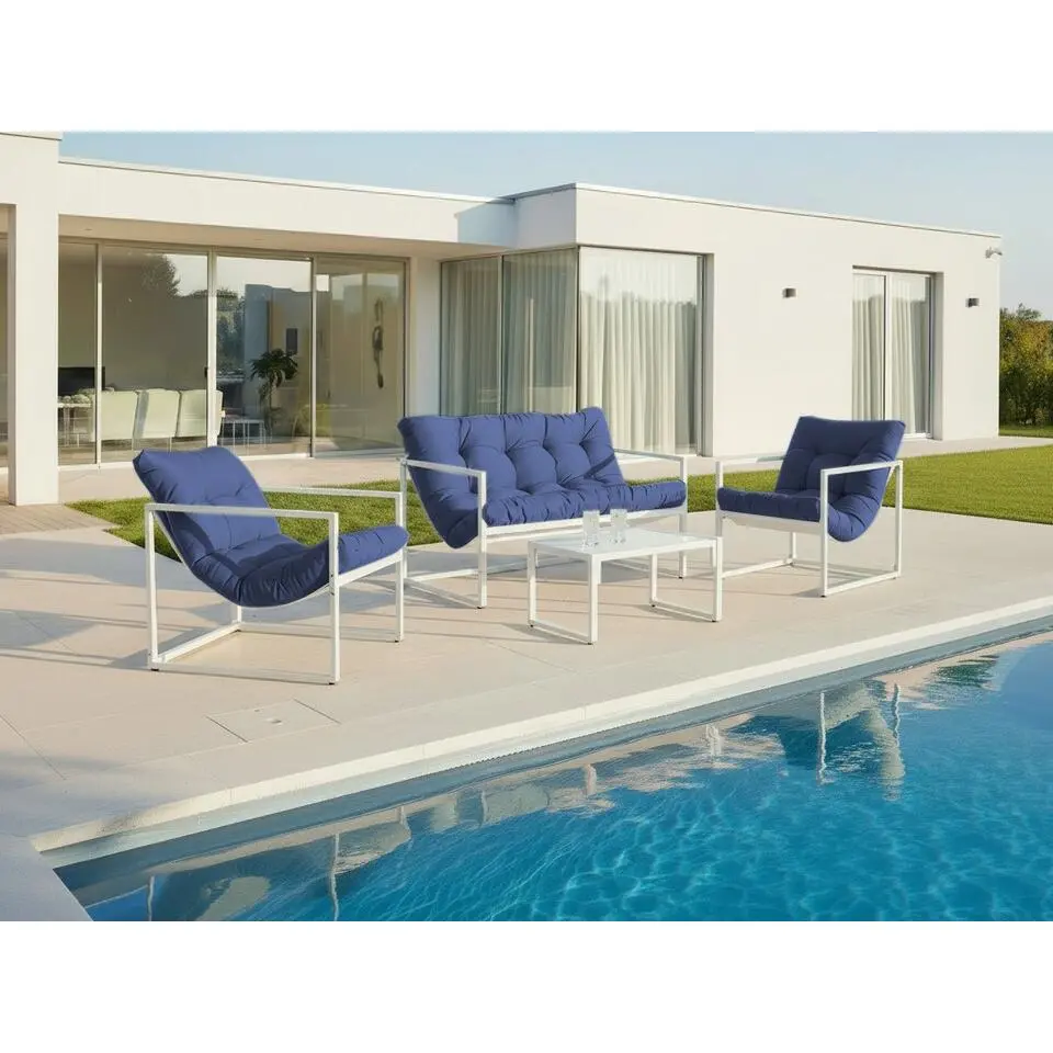 GARDA - Loungeset - Blauw/Wit - Staal