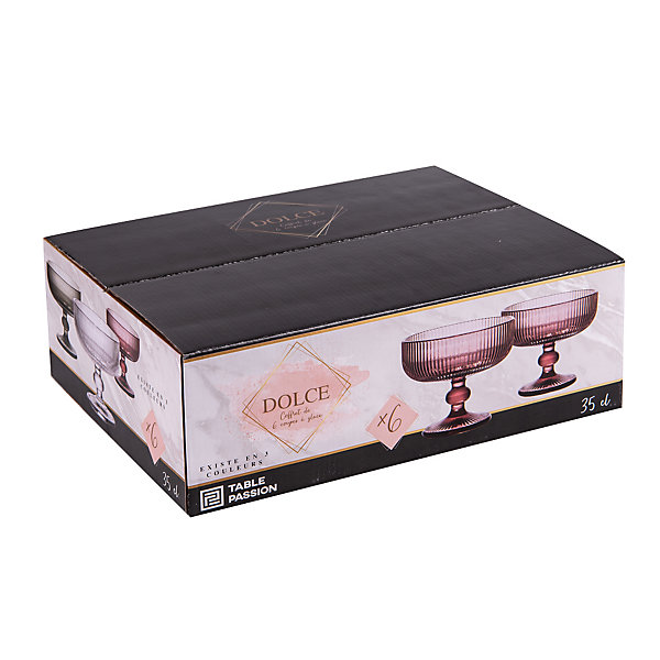 Boite de 6 coupes à glace Dolce 35 cl rose