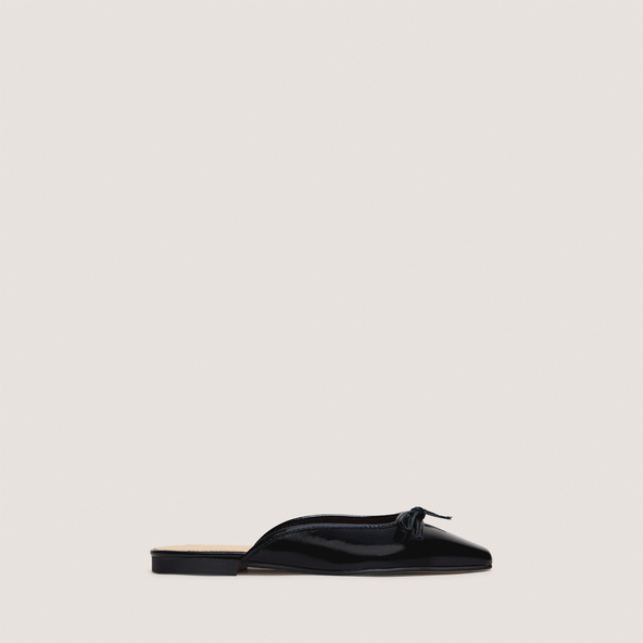 Mules lacéesen vernis plissé noir | NICCOLO
