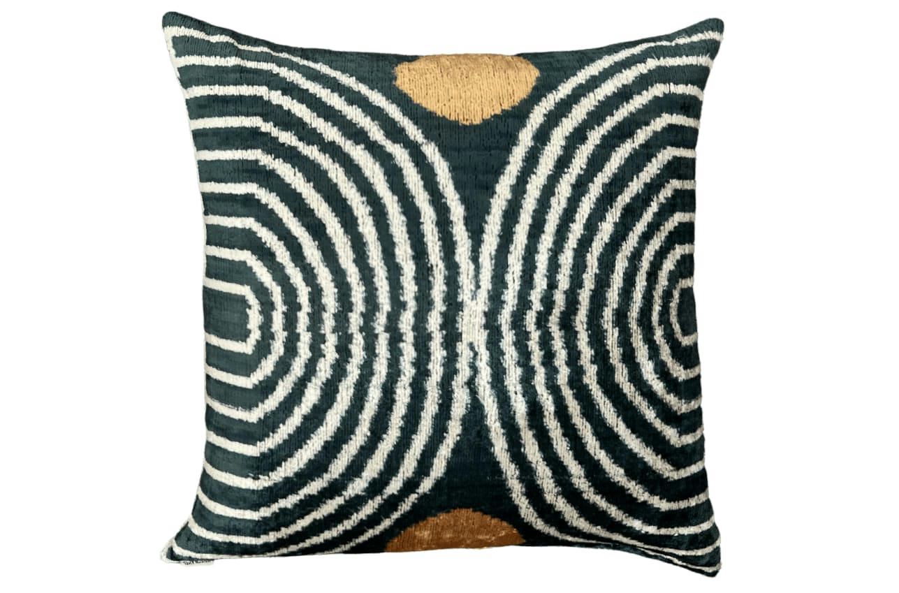 - Housse de coussin velours soie ikat  50x50 vert