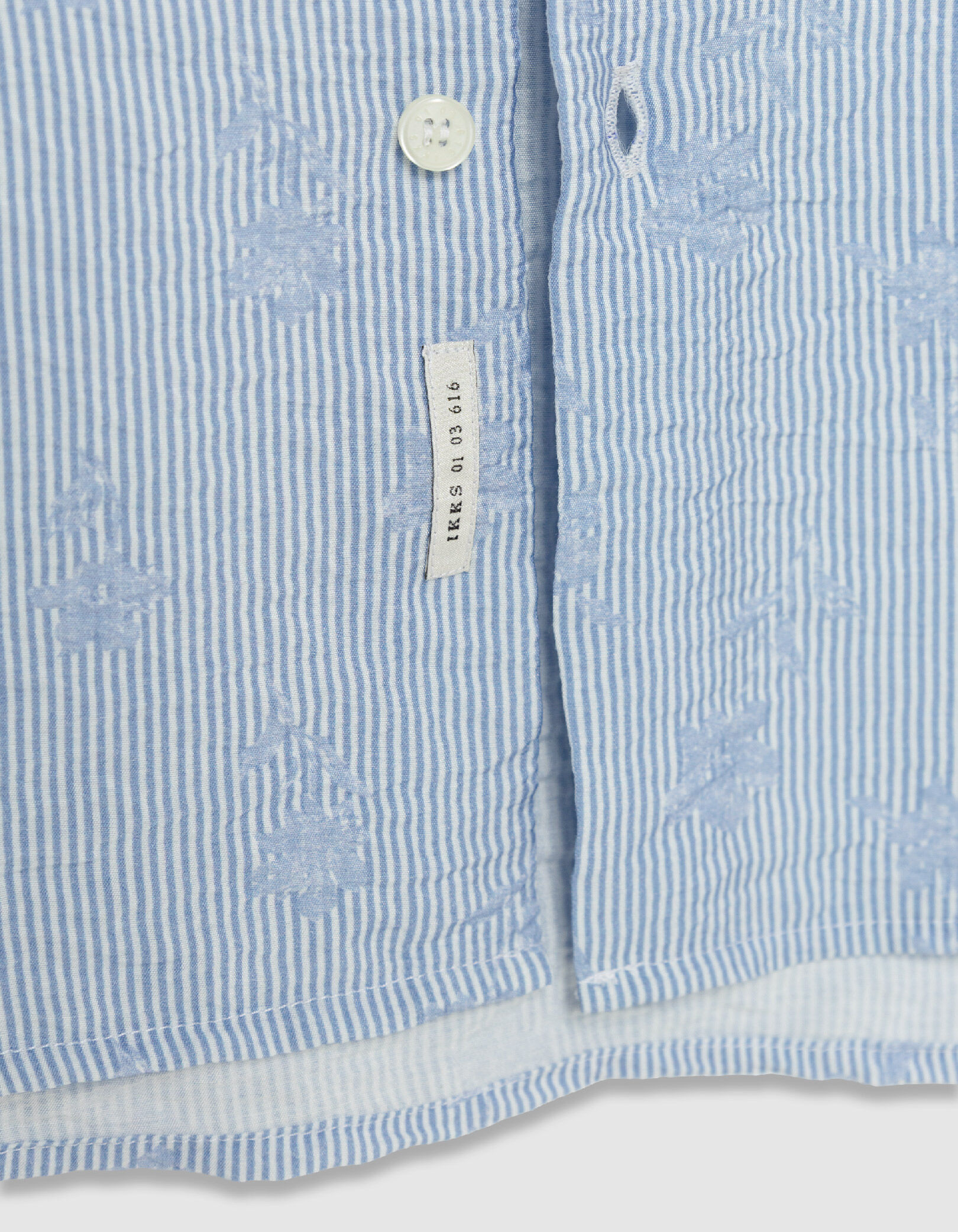 Chemise slim bleue imprimé fleurs sur rayures Homme