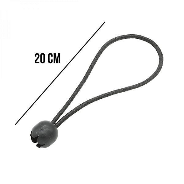 Lot de 10 tendeurs sandows élastiques avec boule - 20 cm - Noir - Linxor
