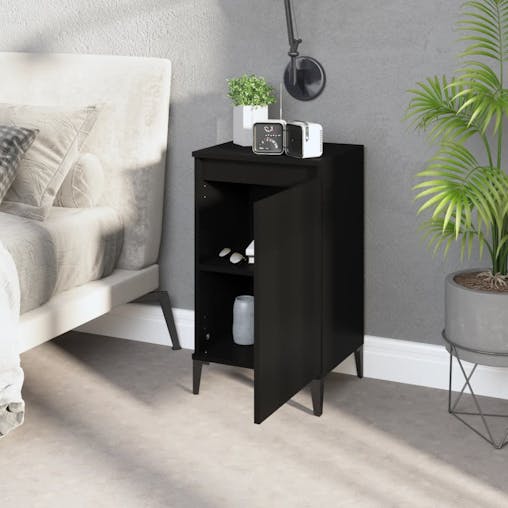 NNEVL Bedside Cabinet Black 40x35x70 cm Engineered Wood