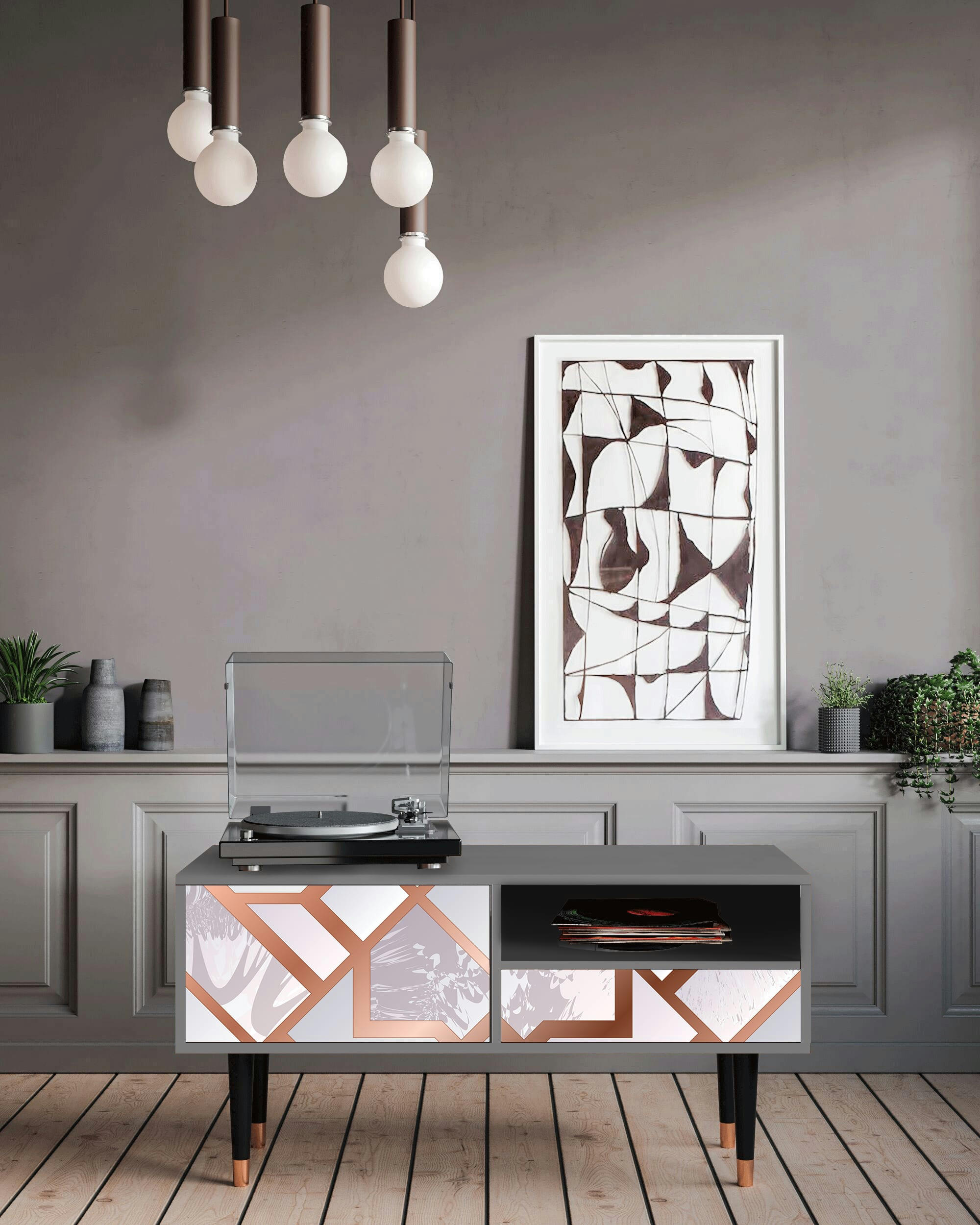 PASTEL FAIRYTALE - Meuble TV  rose clair 1 tiroir et 1 porte L 115 cm