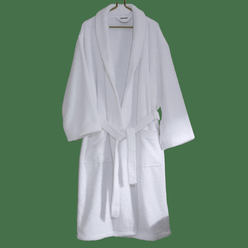 DOJO - Peignoir en polycoton blanc col chale taille XL